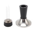 thumbnail image 1 of Distribuidor y apisonador de 53,3 mm, perfecto para apisonar y revolver, herramienta para café 2 en 1 de color negro, 1 of 8