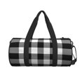 thumbnail image 2 of KLL White And Black Plaid Pattern Duffle Bag For Men Women Sport Gym Fitness Tote Travel Training Workout Basketball Football Weekender, 2 of 8