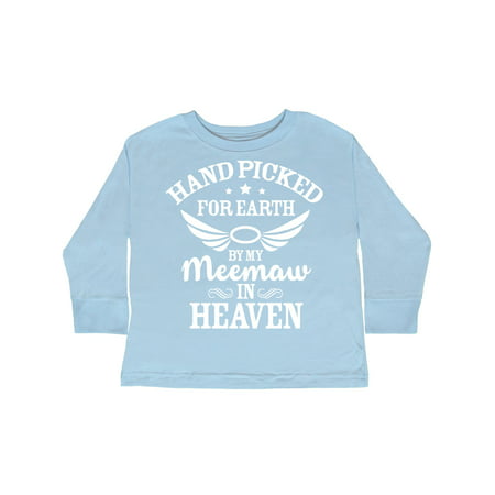 

Inktastic Handpicked for Earth By My Meemaw in Heaven with Angel Wings Gift Toddler Boy or Toddler Girl Long Sleeve T-Shirt