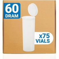 Loud Lock Pop Top Dram Bottles - Clear - 60 Dram - 75 Per Case - 5.24" Deep X 1.89" Wide - Packaging Supplies - Pill Vials - Rx Vial