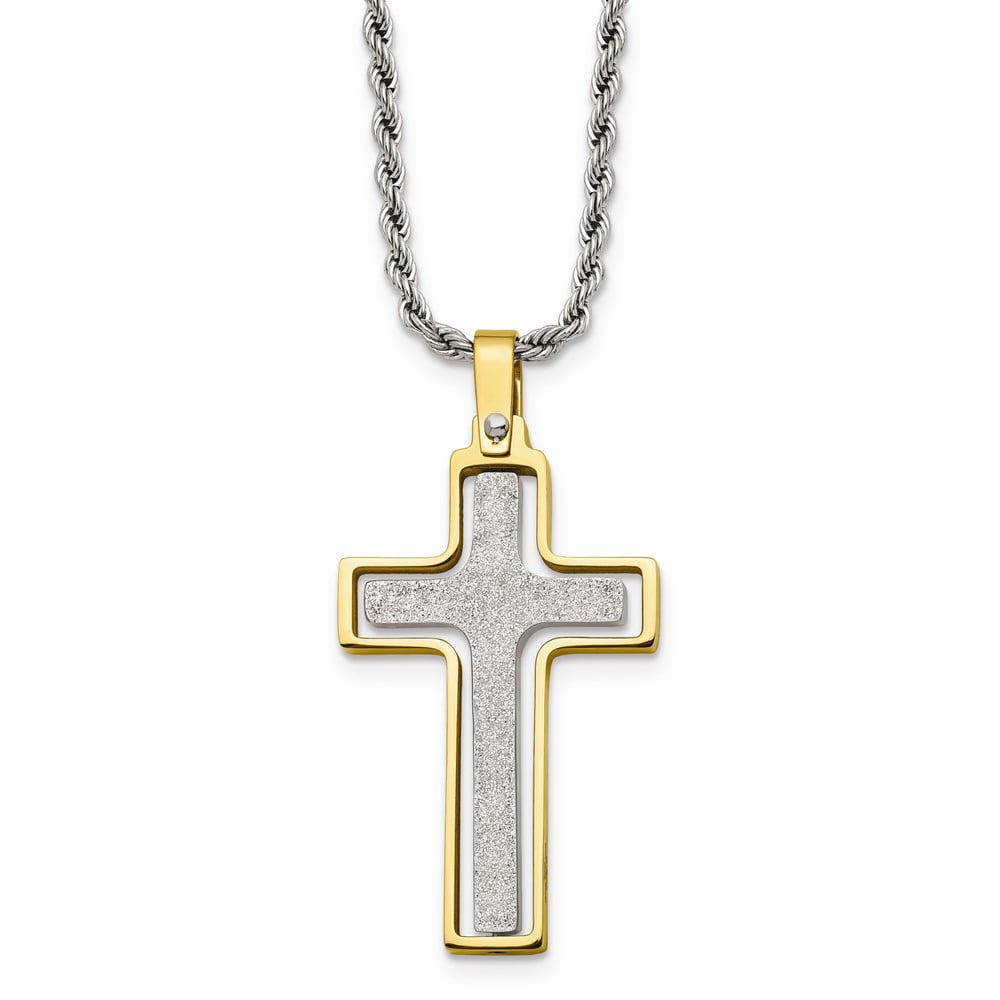 IP Laser Cut Moveable Cross Necklace 