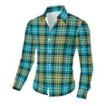 thumbnail image 4 of Button Up Shirts for Men with Collared Long Sleeve Shackets Tops Mens Casual Plaid Printed Breathable Lightweight Going-Out Work Tshirts Shirt, 4 of 7
