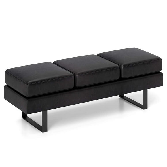 Costway Waiting Room Bench Seating with Metal Frame Leg Upholstered Reception Bench Black