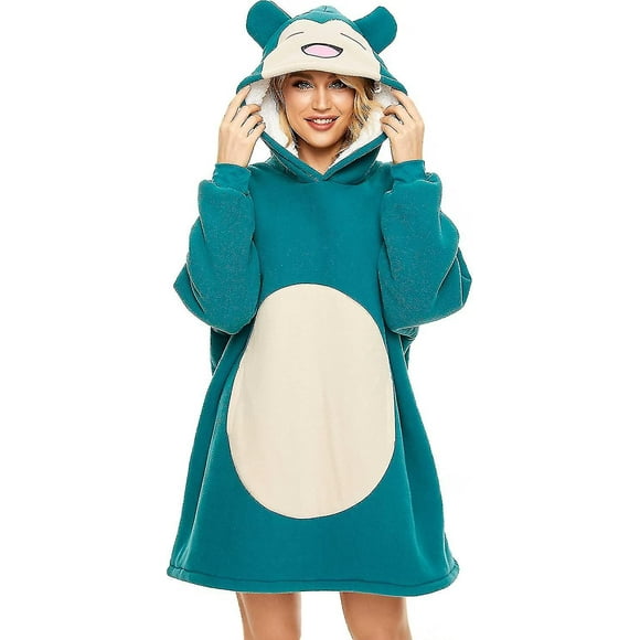 Snorlax Blanket Hoodie Cartoon Huggle Hoodie Oversized Sherpa Blanket
