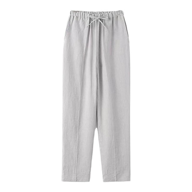 Mens Casual Pant Lightweight Breathable Drawstring Trousers Solid Color Comfortable Joggers Pants with Pockets Gray XL