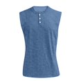 thumbnail image 2 of Domuza Mens Sleeveless Shirts Summer Henley V Neck Muscle Tank Tops Button Down Athletic Tees with Pockets Navy XL, 2 of 4