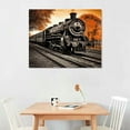 thumbnail image 2 of JRXY  Vintage Black and Orange Steam Train Locomotive Canvas Wall Art Train Wall Decor Car Pictures for Home Decoration Gift Stretched and Framed Ready to Hang  20x16in, 2 of 4