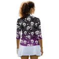 thumbnail image 3 of Aplkyhs Halloween Skeleton Spider Web Women Sport Cloth Golf Tennis Shirts 3/4 Sleeve Sport Shirts Soft and Comfortable Lightweight with Collar Shirt Fit Plain for Golf,Tennis,Running,Gym, 3 of 7