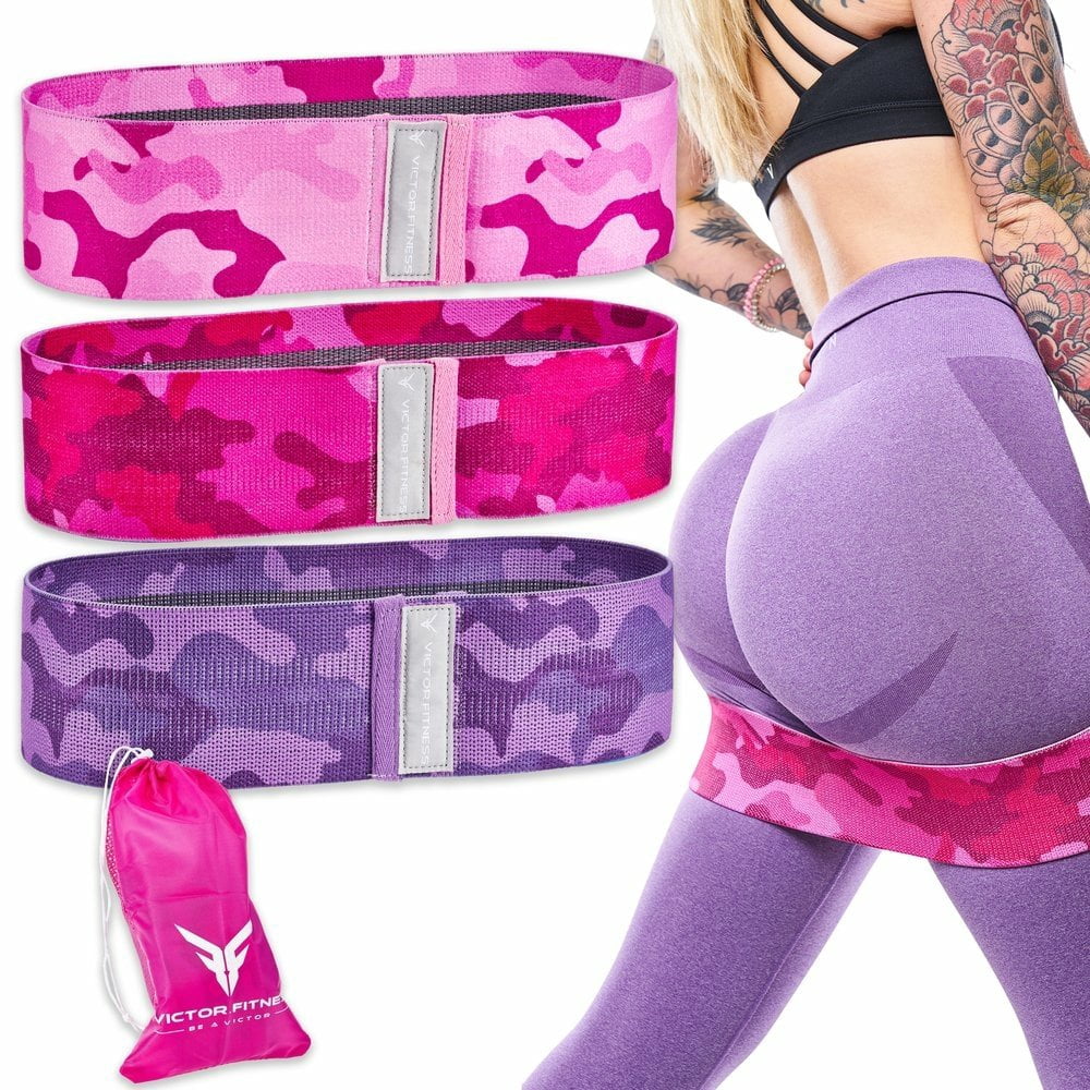 Victor Fitness | Durable Blue Yoga Mat with 3-Pack of Booty Bands