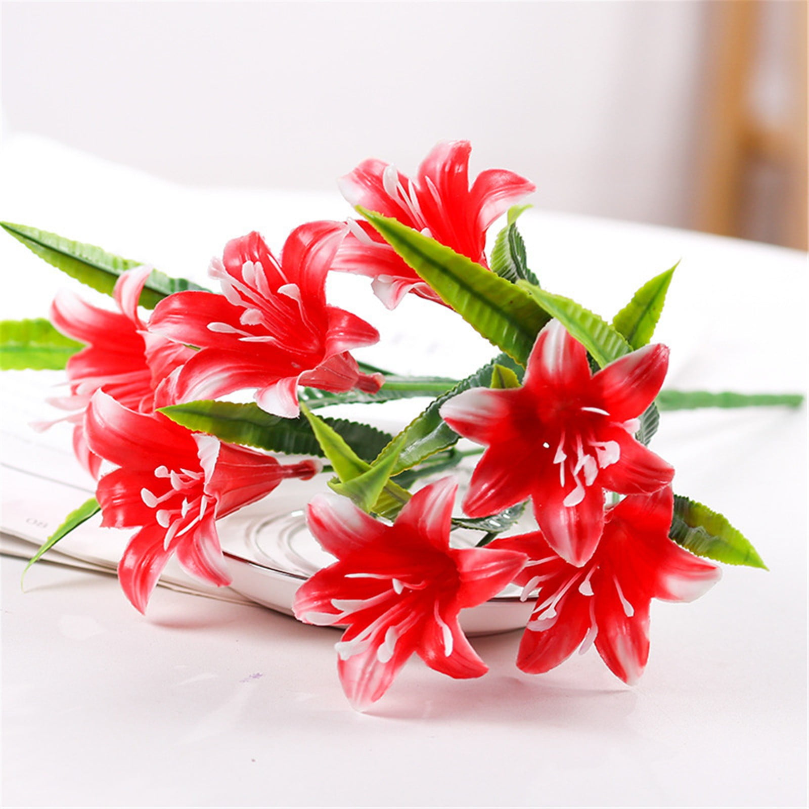 HCTSHG Lily Flower Artificial Flower Potted Decoration Wedding Decoration Dry Flower Decoration Artificial Artificial Artificial Flower