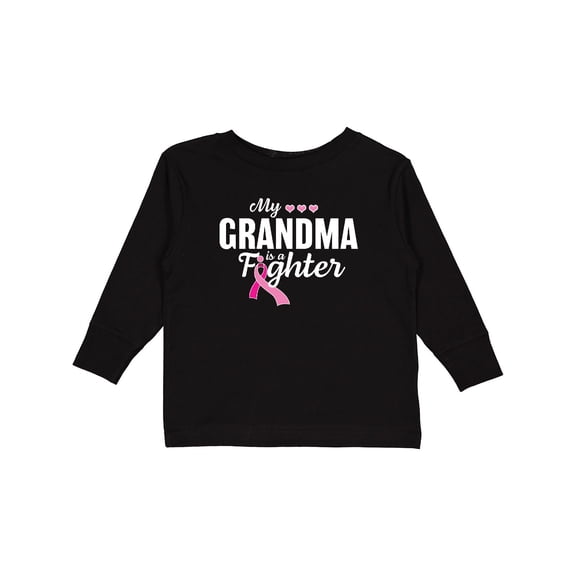 Inktastic Breast Cancer Awareness My Grandma is a Fighter Boys or Girls Long Sleeve Toddler T-Shirt
