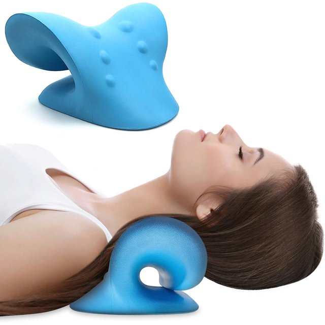 Camilla de cuello, Neck Cloud, Neck Cloud - Dispositivo de tracción cervical, almohada de tracción cervical, alivio del dolor de cuello - Azul