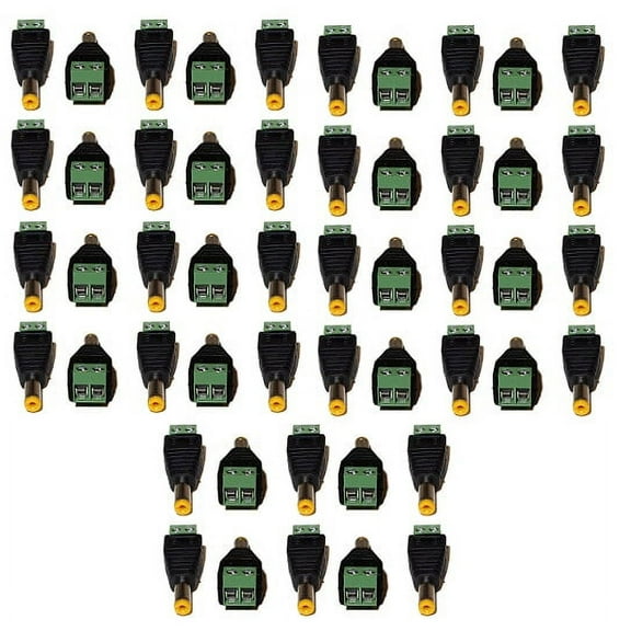 50 Pack 2.1mm x 5.5mm Male CCTV Camera DC Power Connector