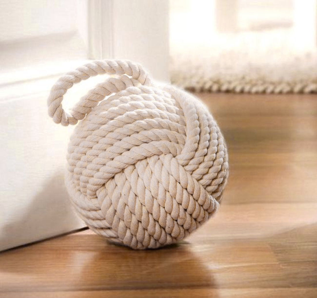 Westcharm 6inch Dia. Cream Monkey Fist Rope Knot Door Stopper Nautical Knot Door Stop