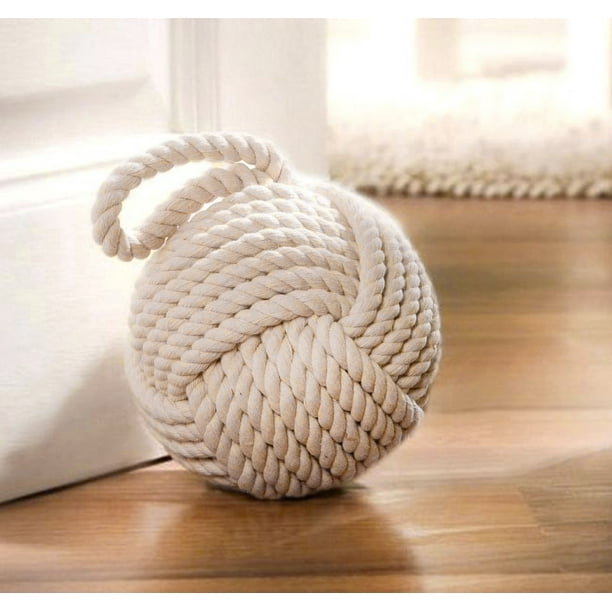 Westcharm 6inch Dia. Cream Monkey Fist Rope Knot Door Stopper
