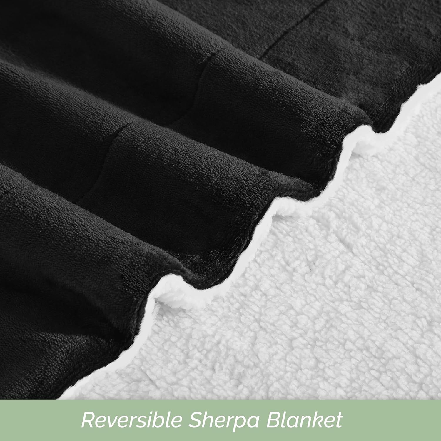 Elegant Comfort Soft, Reversible Sherpa Blanket, Flannel Fleece Throw for Couch and Bed, Warm and Plush Winter Blanket, King, Black