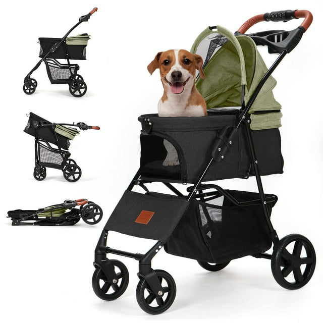 SKISOPGO Dog Strollers for Small Dogs Cats, NoZipper Pet Strollers