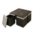 thumbnail image 3 of BenJara Coffee 40 Inch Cocktail Table with 4 Nesting Ottomans, Espresso Brown, Gray, 3 of 5