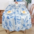thumbnail image 6 of Vintage Blue Oval Tablecloth for Oval Table Smaller Than 54 x 96 inches, Waterproof Table Cloths for Dining Room Indoor Outdoor Table Cloth - 60x102in, 6 of 6