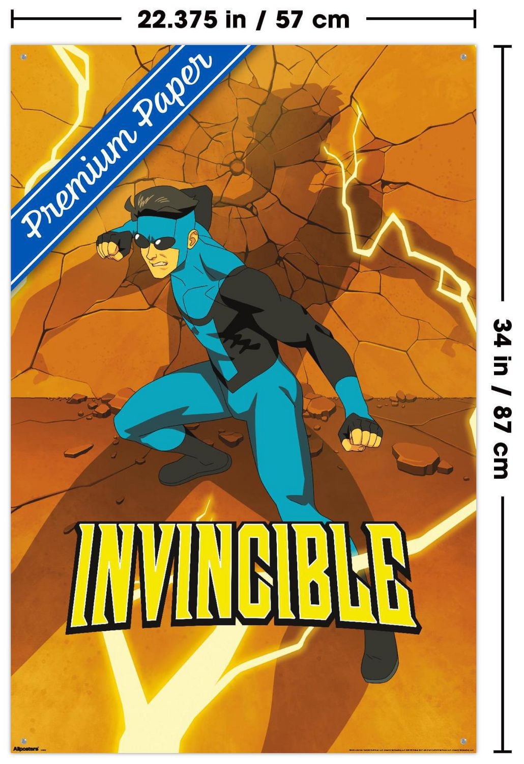 Invincible: Season 3 - Blue Suit Teaser One Sheet Wall Poster with Pushpins, 22.375" x 34"