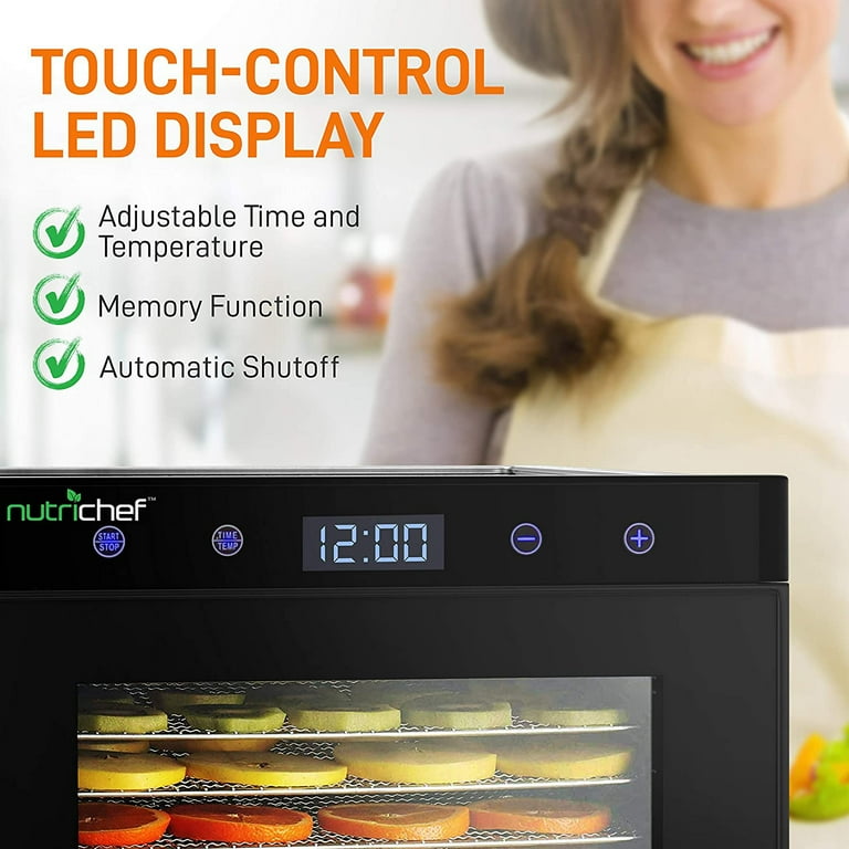 NutriChef Electric Countertop Food Dehydrator Machine - 600-Watt