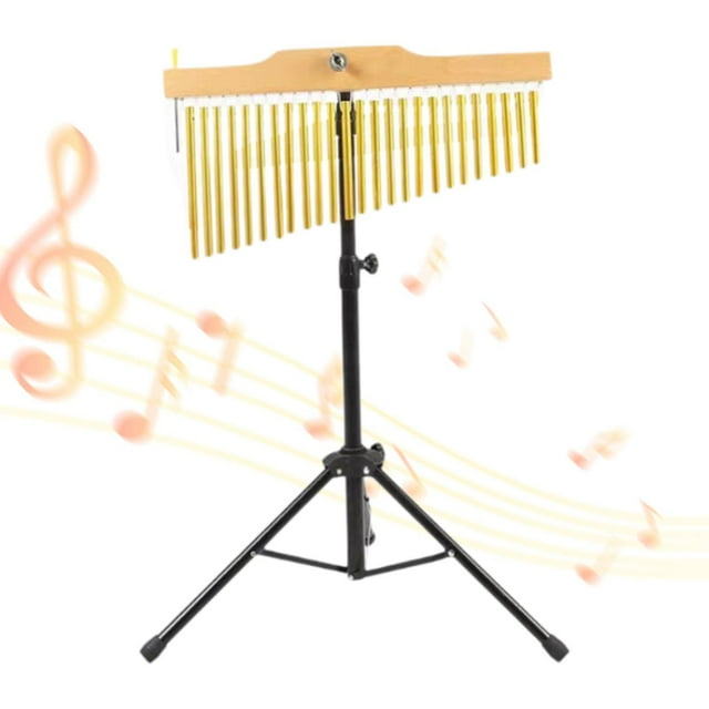 BELOVING Chimes Percussion Adjustable Tripod Stand Bar Chime for Performance Practice 25 Note Black Rack