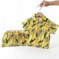 thumbnail image 5 of Kids Summer Hawaiian Shorts Set Girls Beach Vacation Outfits Short Sleeve Button Down Shirt Shorts Cotton Casual Clothes Yellow, 4-5T, 5 of 5