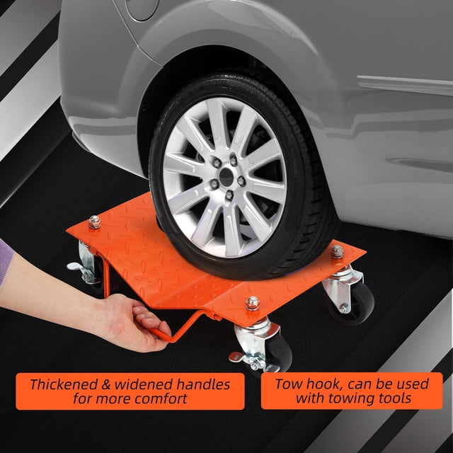 EDTara 6000 Lbs Car Dolly Set, Four Wheel Dollies With Security Lock for Vehicle Movement and Auto Repair In Garage
