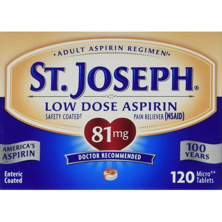 St. Joseph Low Dose Aspirin-- 81 mg - 120 Tablets (Best Aspirin For Heart)