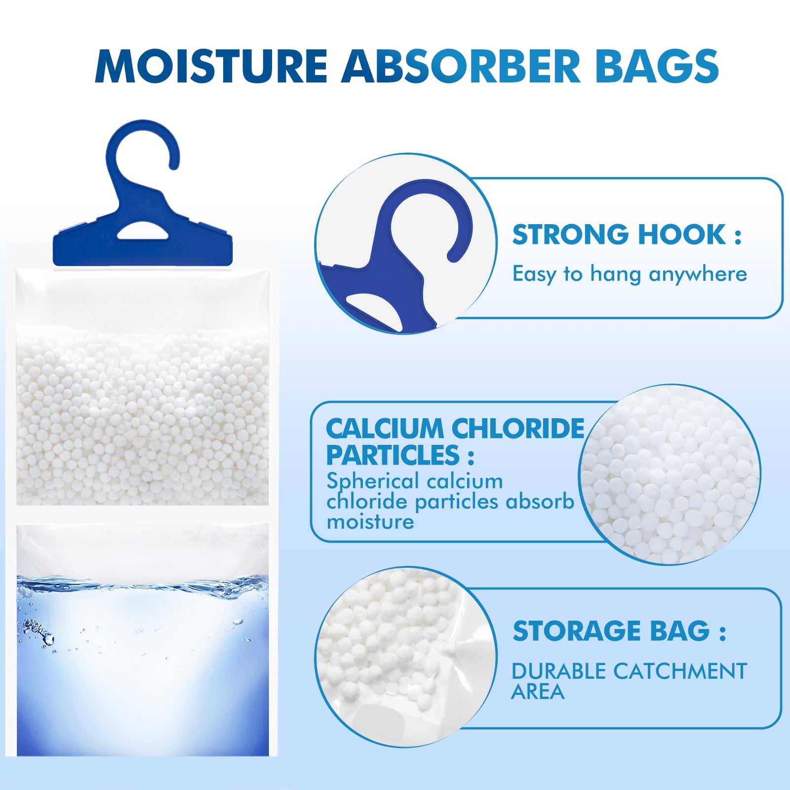 XKLN Moisture Absorber Packets 9 Pack, Humidity Packs, Hanging Closet Dehumidifier Bags,  9.8OZ