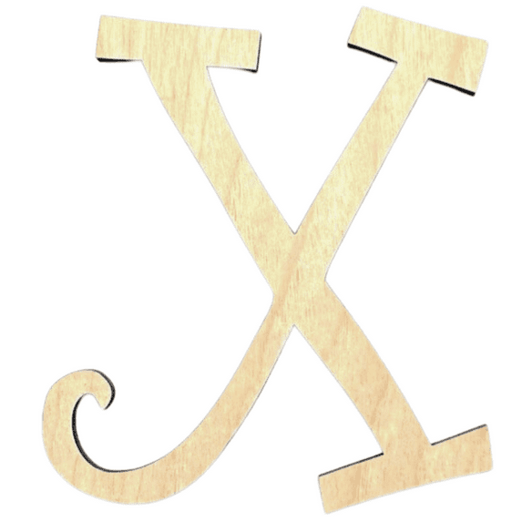 Krafty Supply - 8" Tall Birch Letter X | 1/4" Birch Plywood |Curlz|Wooden Letter|Craft Alphabet Initials