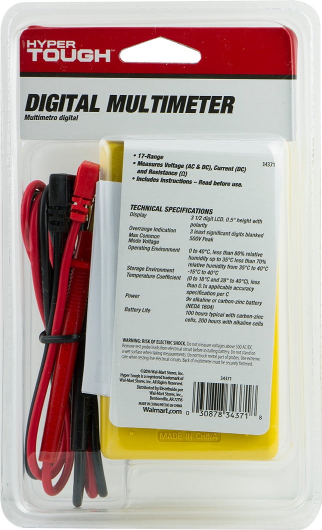 Hyper Tough Digital Multimeter, 17-Range, 34371