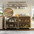 thumbnail image 4 of Fluted Sideboard Buffet Cabinet with Storage, 4 Door Kitchen Storage Cabinet, Coffee Bar Buffet Cabinetry with Adjustable Shelves, Extra Load-Bearing Support Feet, for Kitchen, 4 of 8