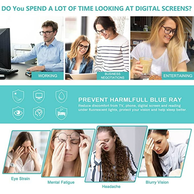  Oilway Blue-Light Blocking Glasses Computer  Reading/Gaming/TV/Phones Glasses Fashion Anti Eyestrain UV Glasses for  Women Men : Health & Household