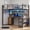 Brown, variant on Toogaho Twin Loft Bed with L Shaped Desk & Storage Shelves & Power Outlet & 13.4" Safety Guardrail,Metal Loft Bed Frame with 4 Drawers & LED Light & 2 Acrylic Cabinet,No Noise,White