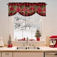 thumbnail image 2 of Christmas Red Plaid Tie Up Valances Curtain, Poinsettia Leaf Winter Floral Adjustable Rod Pocket Short Window Treatment Tie Up Curtains Valances for Kitchen Living Room Bathroom 60x18 Inches, 2 of 9
