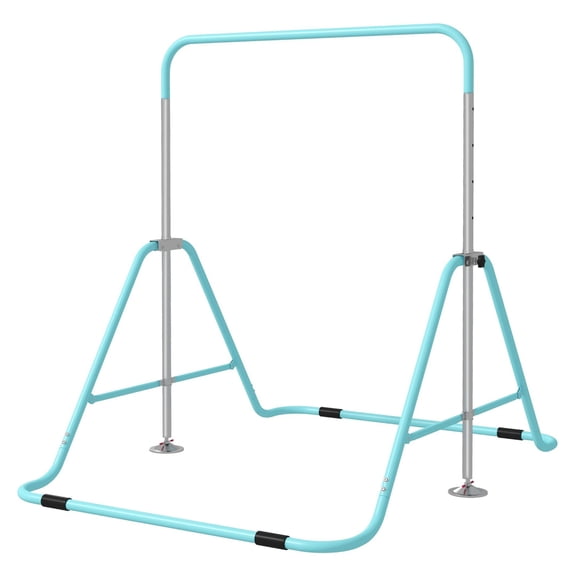 Folding Gymnastics Bar for Kids, Adjustable Height 34.8-50.6", Vibrant Green, Home Training Equipment Ages 3-8, 110lbs Capacity