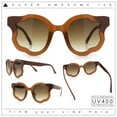 thumbnail image 2 of Unique Cloud Shape Thick Plastic Horn Rim Retro Sunglasses All Brown, 2 of 8