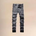 thumbnail image 4 of Luwomo Men's Jeans Retro Embroidered Slim High Waist Straight Leg Trousers Streetwear Male Denim Pants, 4 of 8
