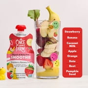 Once Upon a Farm Organic Refrigerated Kids Snack Strawberry Banana Swirl Dairy-Free Smoothie, 4oz Pouch (4 Pack)
