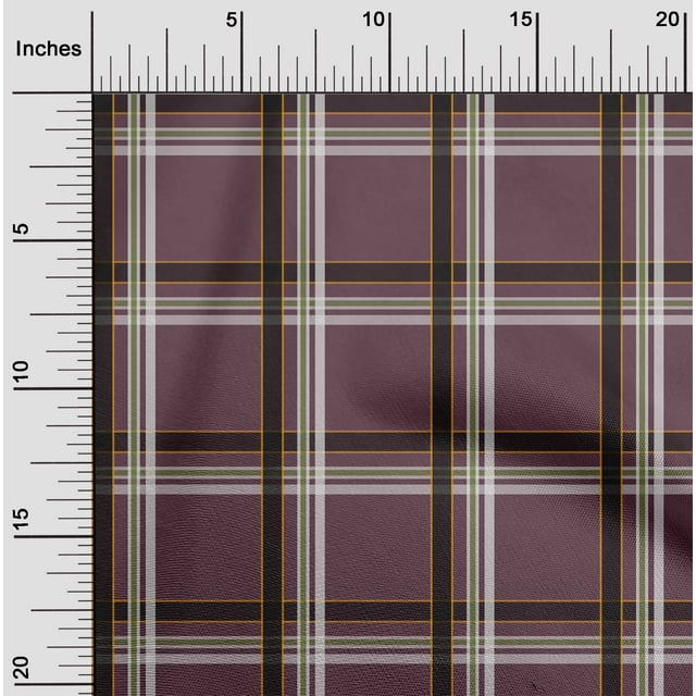 oneOone Cotton Cambric Fabric Madras Check Decor Fabric Printed BTY 56 Inch Wide