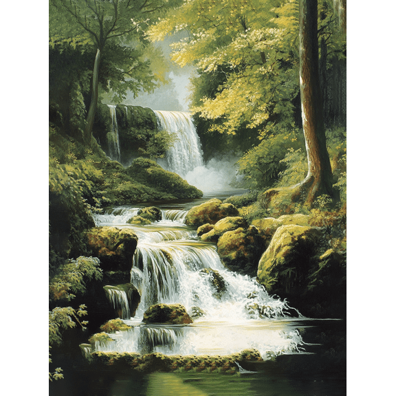 Serene Waterfall Canvas Print/Wall Art,Suitable for Living Room,Bedroom,Bathroom,Office,and Hotel Decoration.