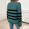 thumbnail image 5 of VISALY V Neck Pullover Sweater Knit Sweater Winter Sweaters Lapel V Neck Long Sleeve Striped Chunky Knit Oversized Pullover Sweater Crochet Sweaters Women Hoodies Pullover Warm Sweaters Green Xl, 5 of 5