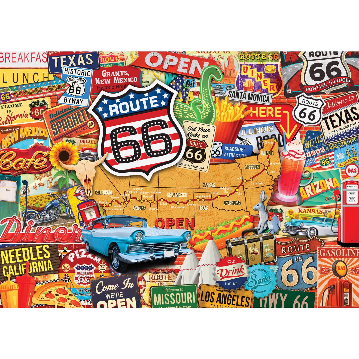 MasterPieces 500 Piece Jigsaw Puzzle - Greetings From Route 66 - 15"x21"
