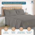 thumbnail image 3 of 100% Cotton Twin Size Sheet 600 Thread Count - 4 Piece Buffery Soft Naturally Cool & Durable Sateen Sheets for Everyday Use, 15" Deep Pocket, Machine Washable - Charcoal, 3 of 7
