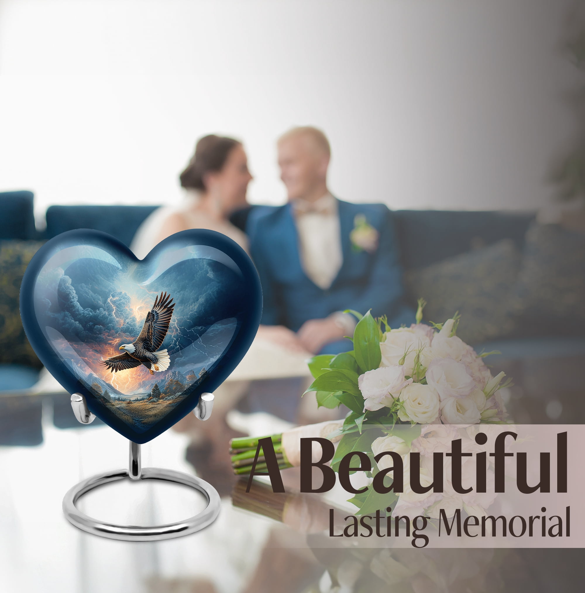 SABURIAL Eagle Urn - Large Burial Urn For Human Ashes Adult Man - Cremation Urns For Ashes Dad & Mom - Decorative Urns For Male & Female - 8 Inch