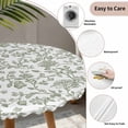 thumbnail image 3 of Sage Green Flower Round Tablecloth for 45-54 Inch Tables,Fitted Table Cover with Elastic Edge,Vintage Farmhouse Boho Leaf Spring Waterproof Outdoor Table Cloth Protector for Patio Garden Dinner, 3 of 9