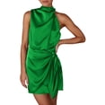 thumbnail image 1 of Vestido PRETTYGARDEN XL sin mangas de satén con cinturón verde, 1 of 8