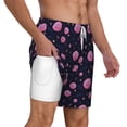 thumbnail image 3 of Goofa Pink Planets And Stars Printed Men's Swim Trunks Board Shorts Quick Dry Mens Swimming Trunks with Compression Liner,Breathable Fit Hawaii Beach Shorts-Small, 3 of 9