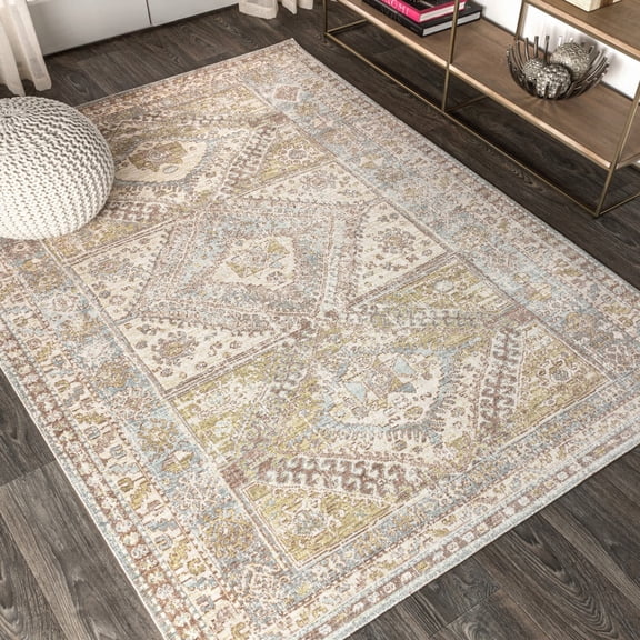 JONATHAN Y MODERN PERSIAN 4 x 6 Area Rug, Darija Ornate Geometric Medallion - Light Blue/Ivory, MDP308D-4